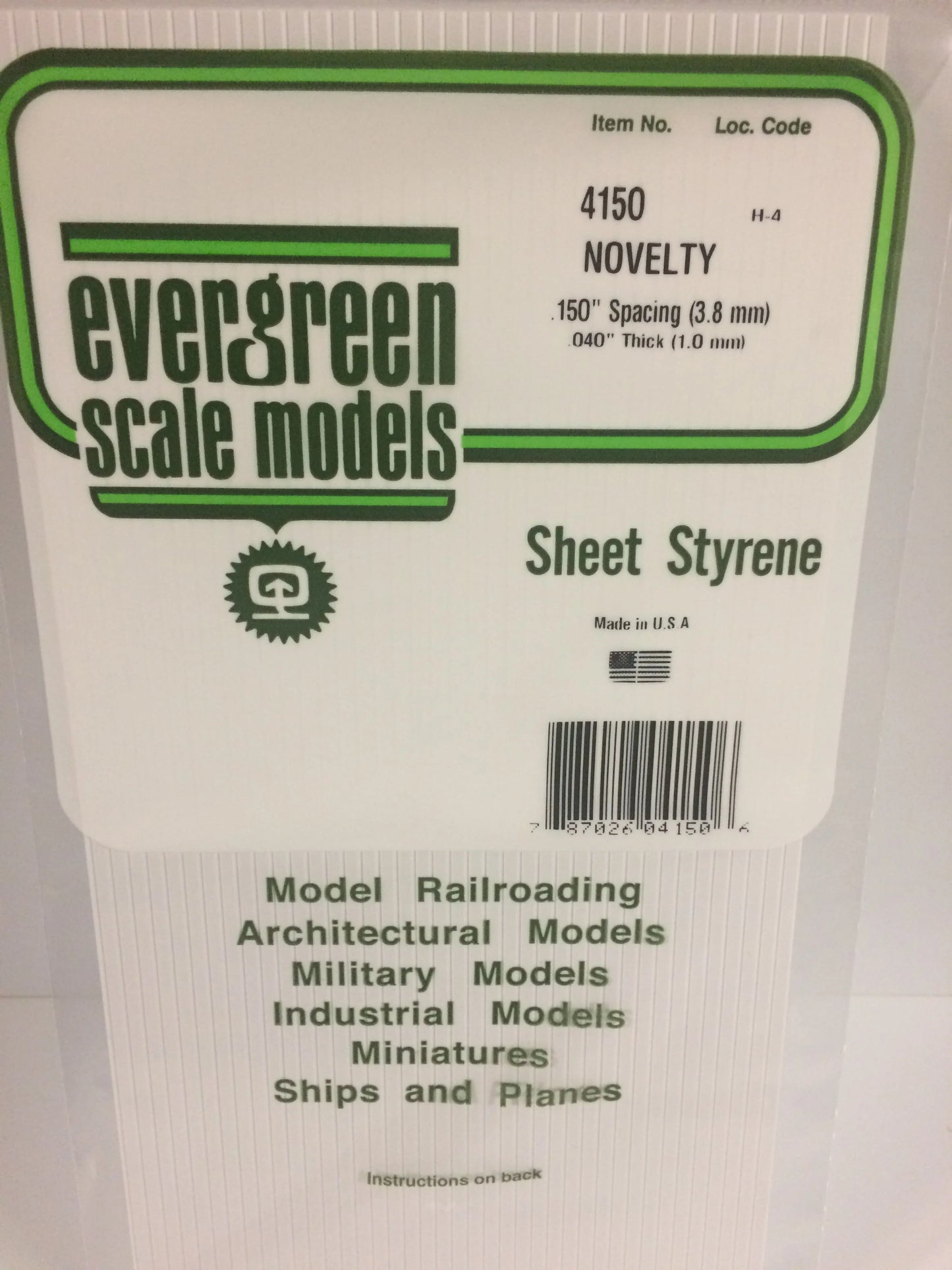 Evergreen White Polystyrene 0.150"(3.7mm) Novelty Siding 0.040" / 1.0mm x 35cm (1pce) 4150