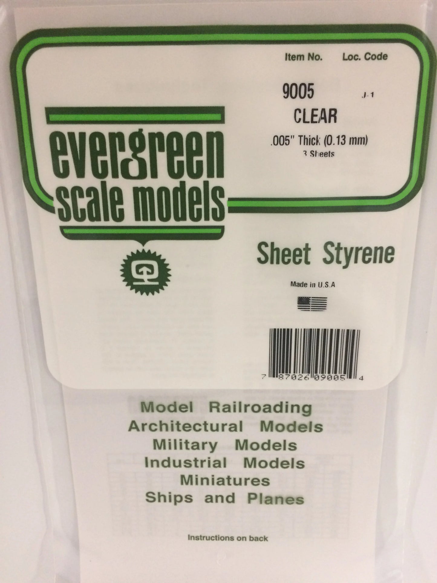 Evergreen Clear Polystyrene Sheet 0.005 x 6 x 12" / 0.13 x 150 x 300mm (pack of 2) 9005