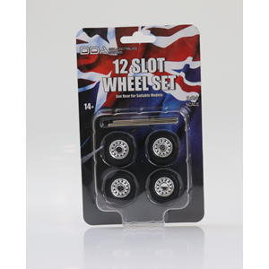 DDA 1:24 Set of 4 x 12 Slot Wheels w/Tyres & Axles DDAW015