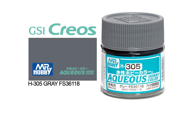 Mr Hobby (Gunze) Aqueous Semi Gloss GREY FS 36118 10ml H305