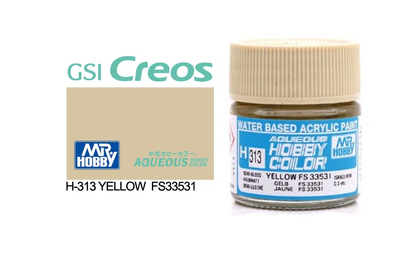 Mr Hobby (Gunze) Aqueous Semi Gloss YELLOW FS 33531 10ml H313
