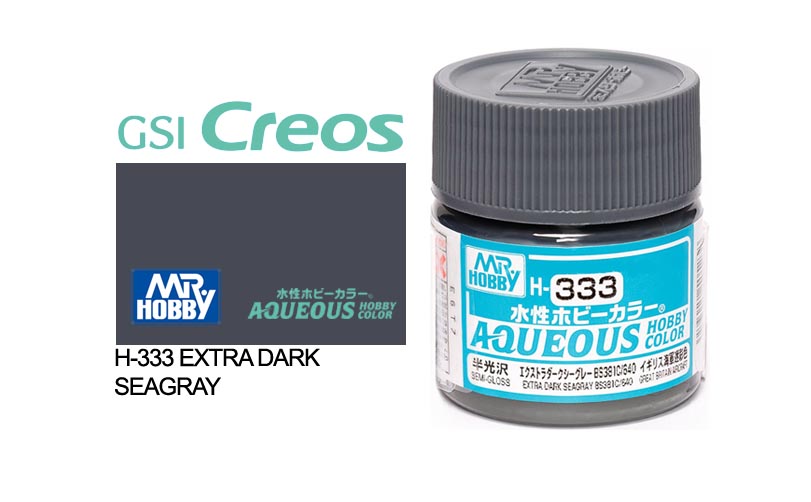 Mr Hobby (Gunze) Aqueous Semi Gloss EXTRA DARK SEA GREY BS381C/640 10ml H333