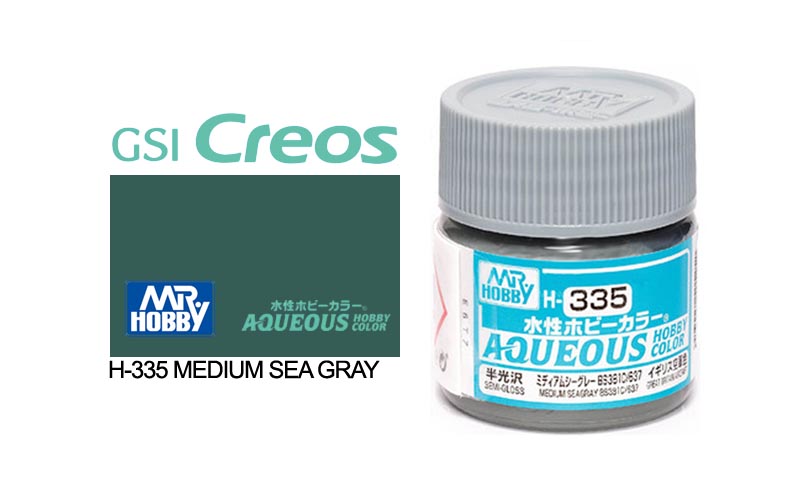 Mr Hobby (Gunze) Aqueous Semi Gloss MEDIUM SEA GREY BS381C/637 10ml H335