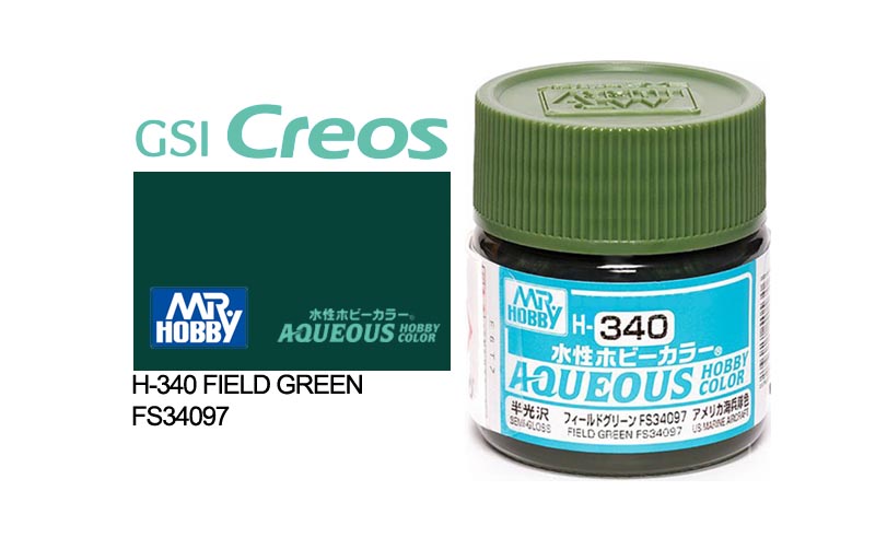Mr Hobby (Gunze) Aqueous Semi Gloss FIELD GREEN FS 34097 10ml H340