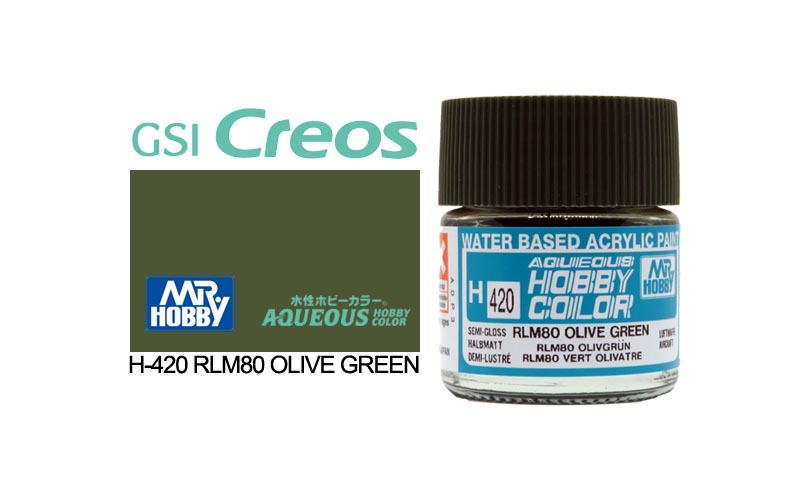 Mr Hobby (Gunze) Aqueous Semi Gloss RLM80 OLIVE GREEN 10ml H420
