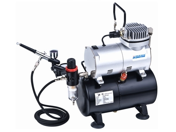 Hseng Air Compressor with Holding Tank Kit (Includes Hose & HS-80 Airbrush) AS186K