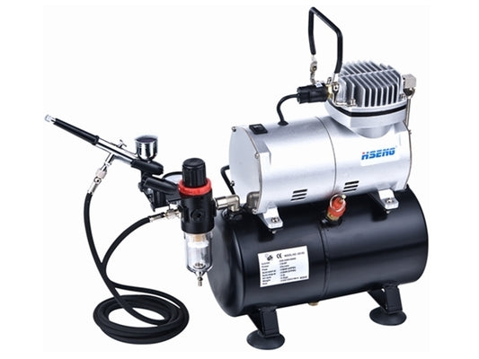 Hseng Air Compressor with Holding Tank Kit (Includes Hose & HS-80 Airbrush) AS186K