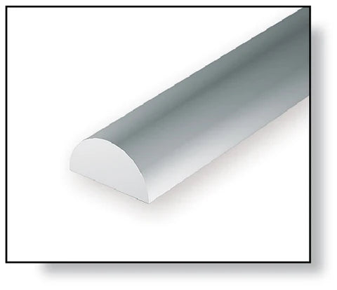 Evergreen White Polystyrene Half Round Rods 0.080"/ 2.0mm x 35cm (4pce) 242