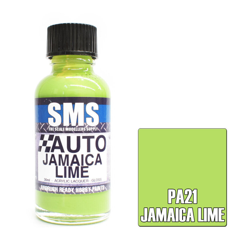 SMS Auto Colour Premium Acrylic Lacquer JAMAICA LIME 30ml PA21