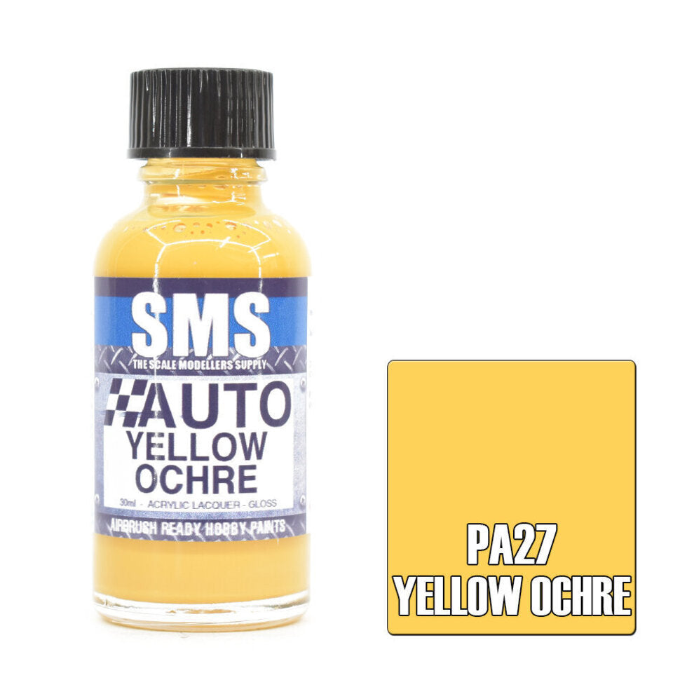 SMS Auto Colour Premium Acrylic Lacquer YELLOW OCHRE 30ml PA27