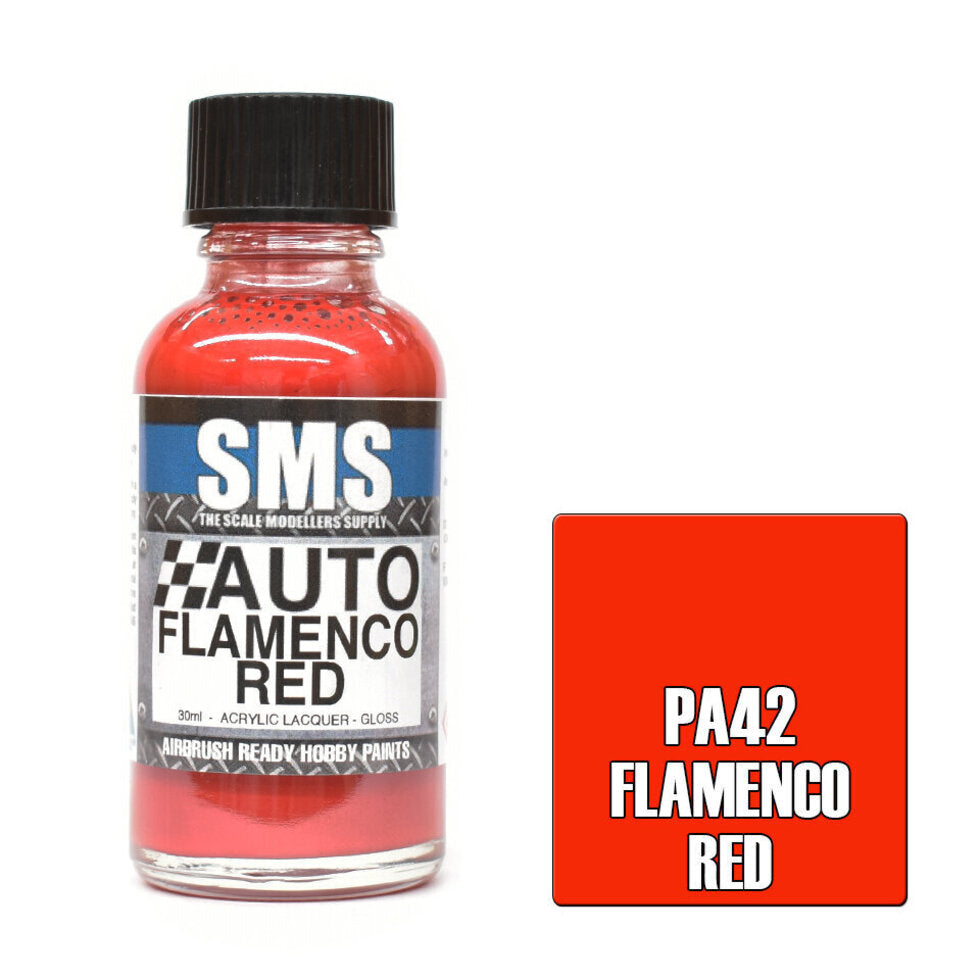 SMS Auto Colour Premium Acrylic Lacquer FLAMENGO RED 30ml PA42