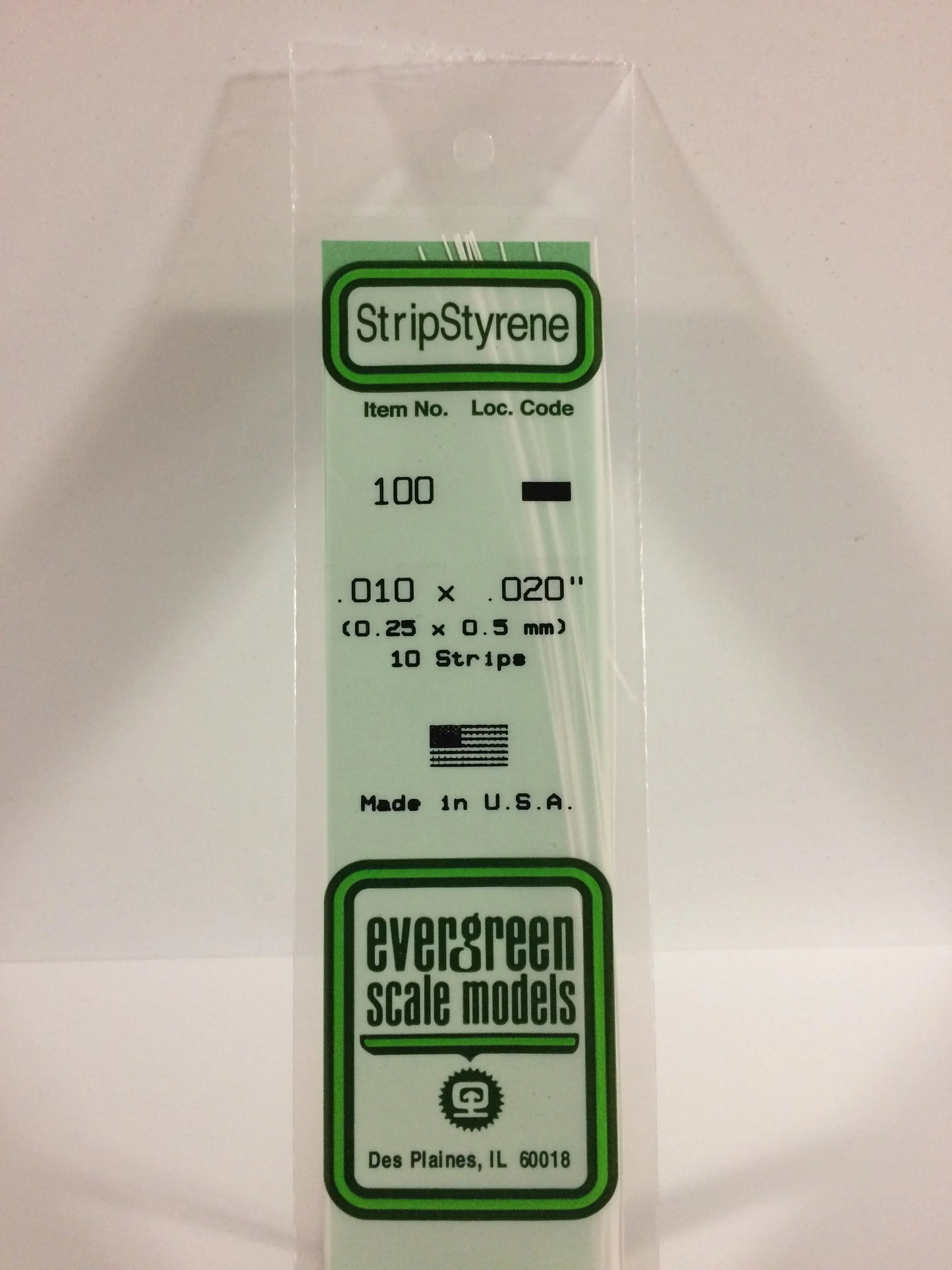 Evergreen White Polystyrene Strip 0.010 x 0.020 x 14" / 0.25 x 0.50 x 35cm (10pce) 100