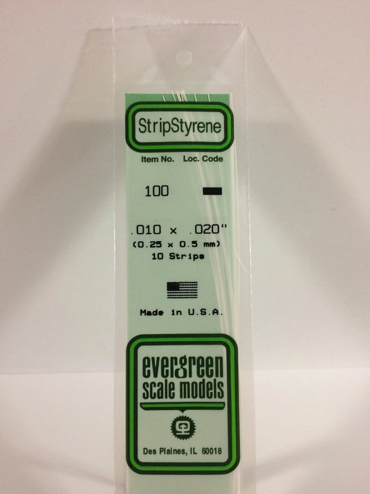 Evergreen White Polystyrene Strip 0.010 x 0.020 x 14" / 0.25 x 0.50 x 35cm (10pce) 100