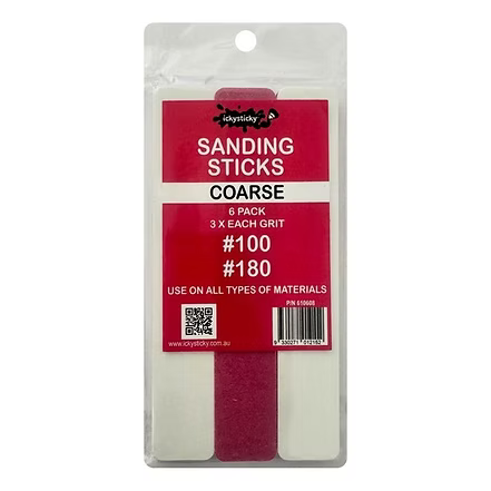 Ickysticky Sanding Sticks COARSE – #100 / #180 (6pce) 610608