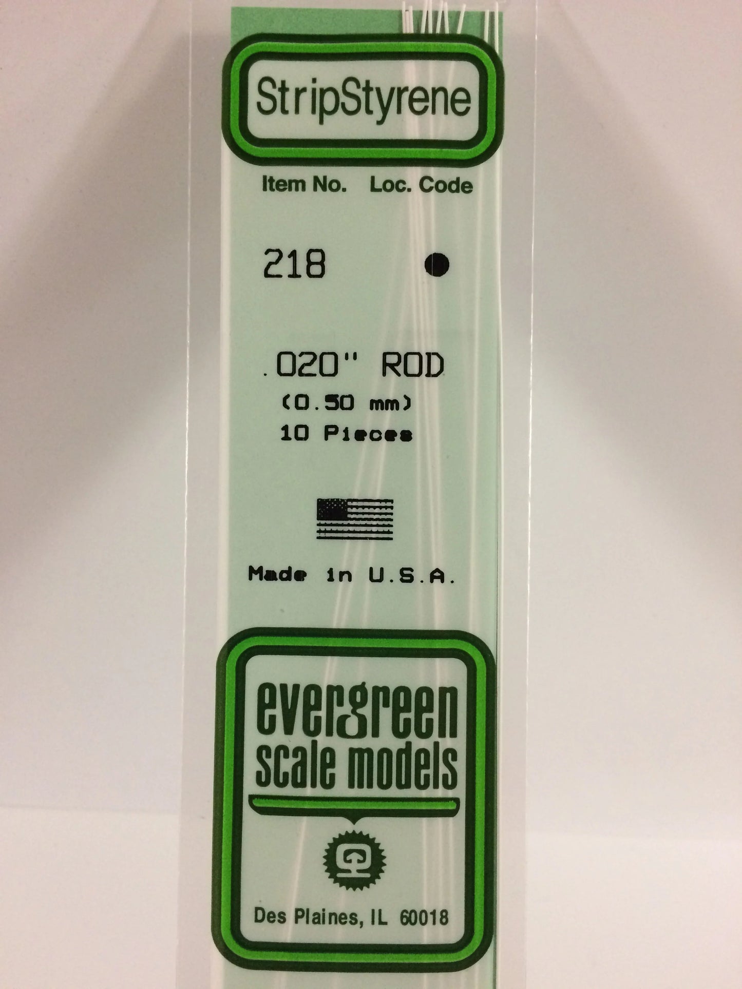 Evergreen White Polystyrene Rod 0.020"/ 0.5mm x 35cm (10pce) 218