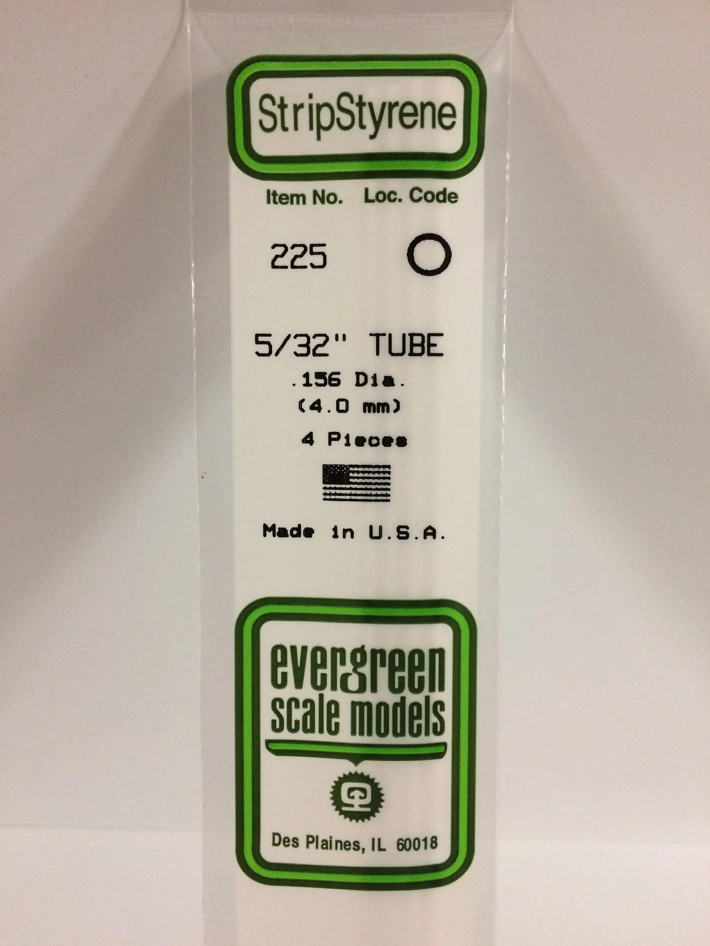 Evergreen White Polystyrene Tube 0.156" (5/32) / 4.0mm x 35cm (4pce) 225