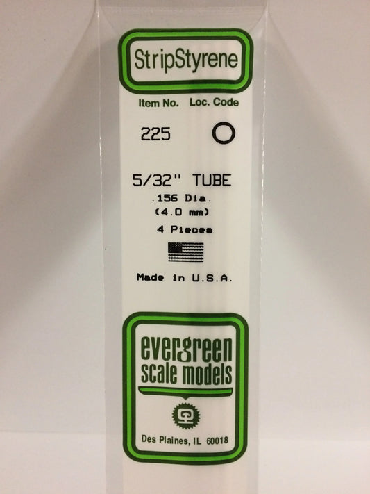 Evergreen White Polystyrene Tube 0.156" (5/32) / 4.0mm x 35cm (4pce) 225