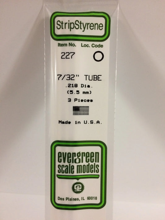 Evergreen White Polystyrene Tube 0.219" (7/32) / 5.5mm x 35cm (3pce) 227