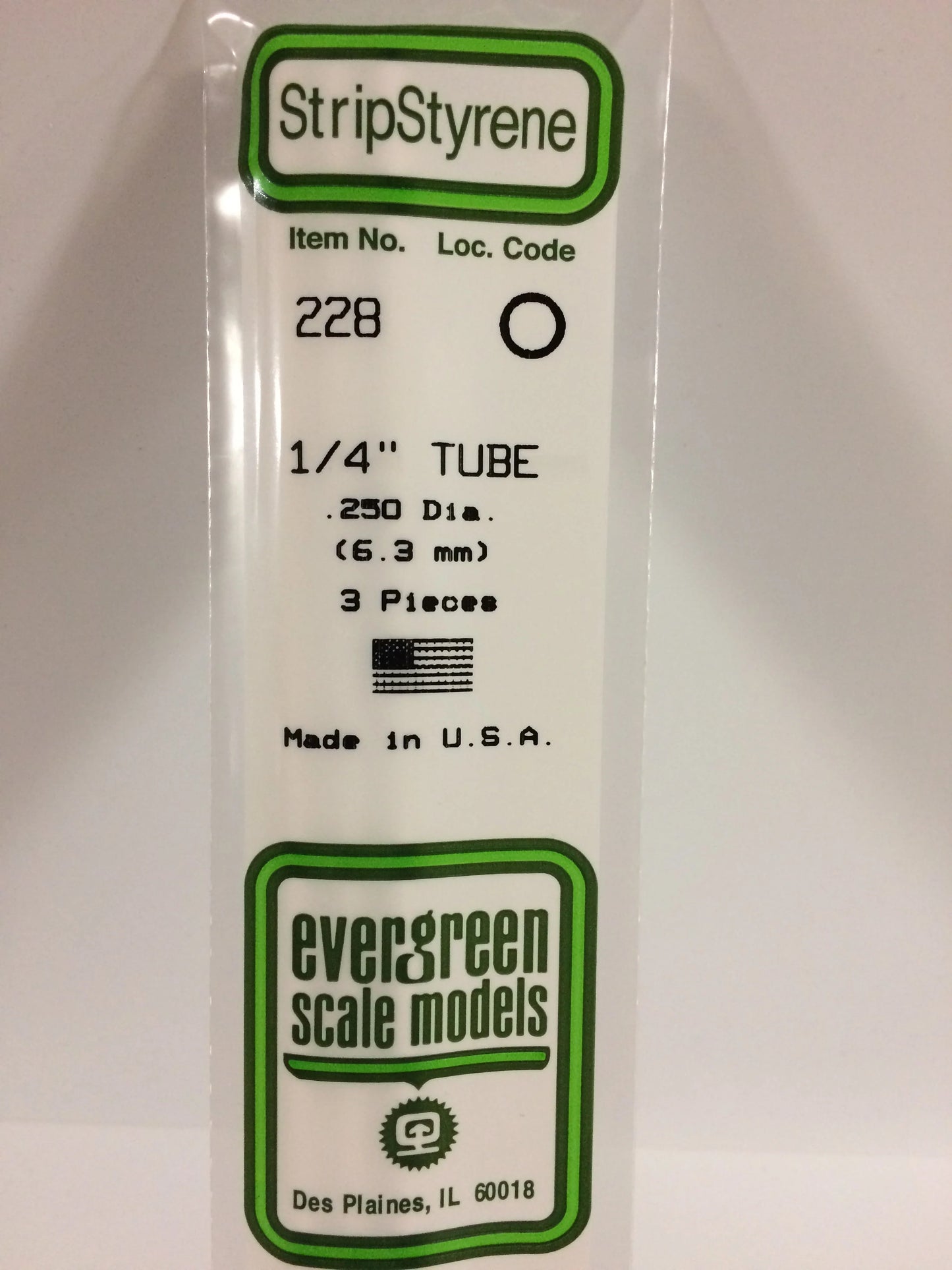 Evergreen White Polystyrene Tube 0.250" (1/4) / 6.3mm x 35cm (3pce) 228