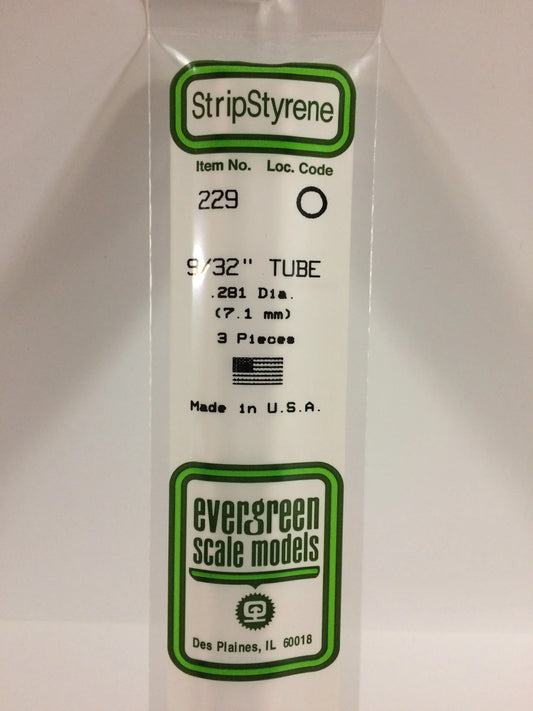 Evergreen White Polystyrene Tube 0.281" (9/32) / 7.1mm x 35cm (3pce) 229