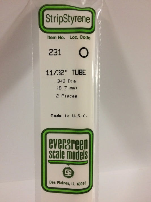 Evergreen White Polystyrene Tube 0.344" (11/32) / 8.3mm x 35cm (2pce) 231