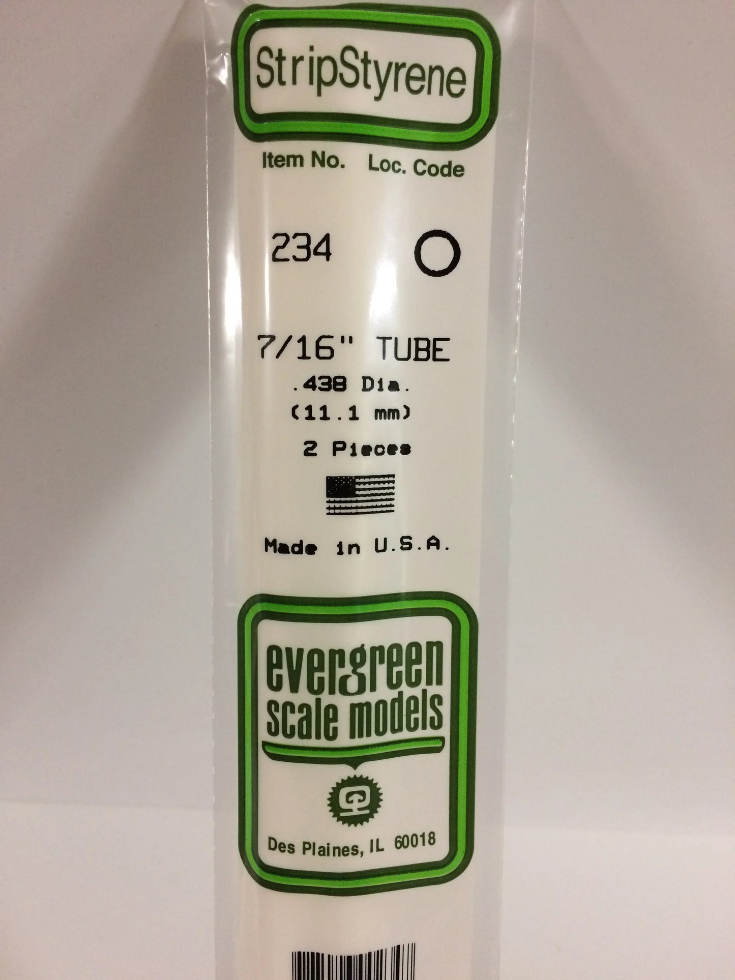 Evergreen White Polystyrene Tube 0.500" (1/2) / 12.7mm x 35cm (2pce) 236