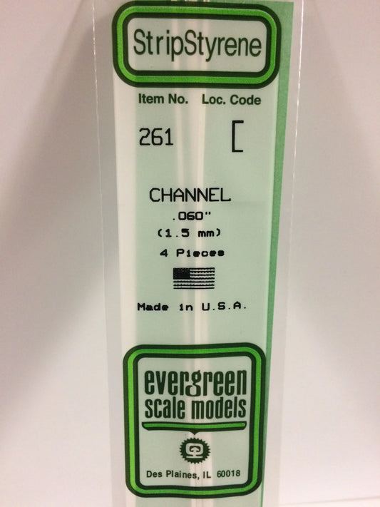 Evergreen White Polystyrene Channel 0.060" / 1.5mm x 35cm (4pce) 261