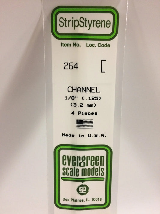 Evergreen White Polystyrene Channel 0.125" / 3.2mm x 35cm (4pce) 264