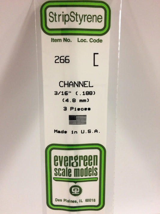 Evergreen White Polystyrene Channel 0.188" / 4.8mm x 35cm (3pce) 266