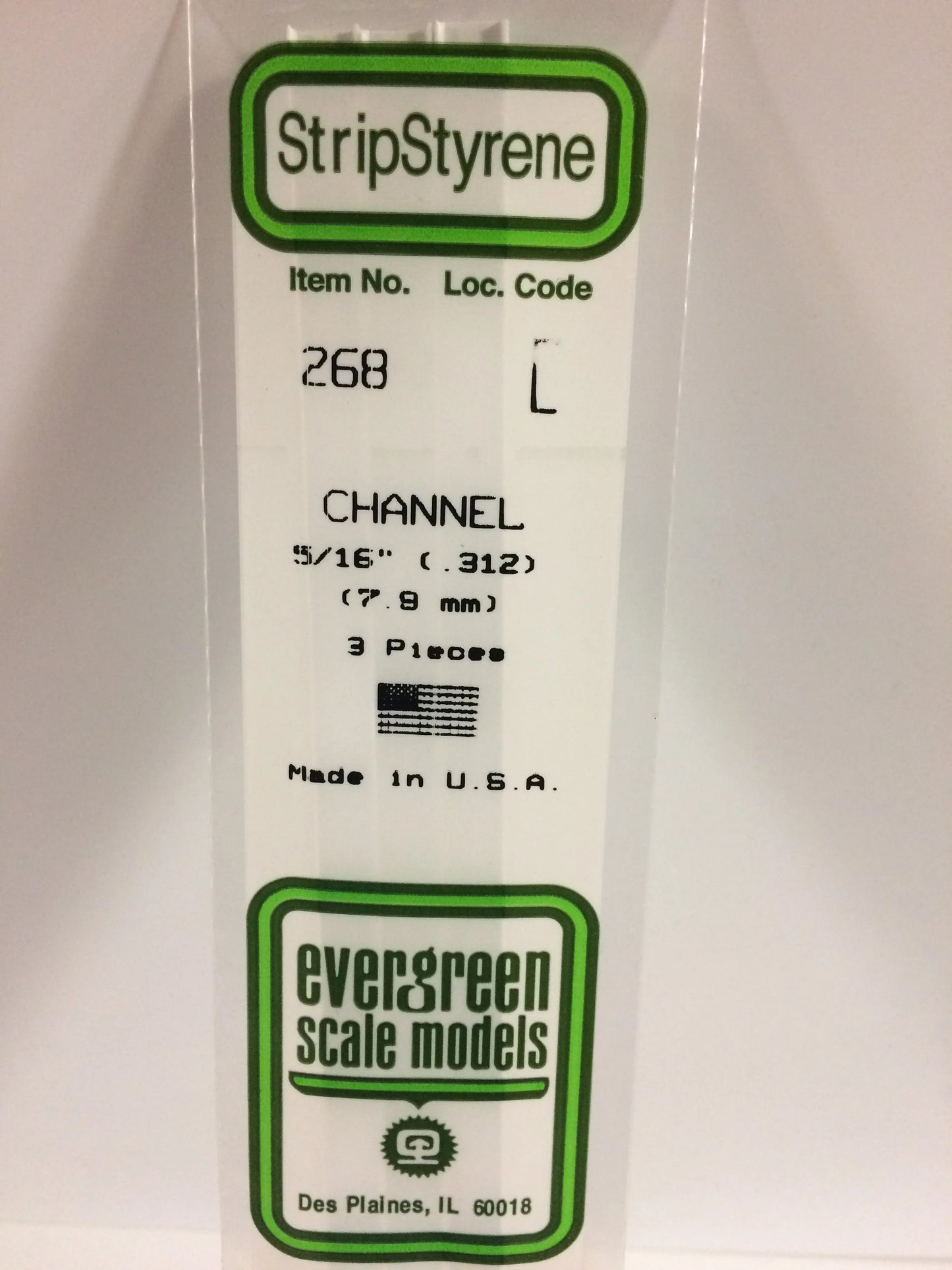 Evergreen White Polystyrene Channel 0.312" / 7.9mm x 35cm (3pce) 268