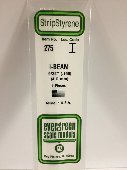 Evergreen White Polystyrene I-Beam 0.156" / 4.0mm x 35cm (3pce) 275