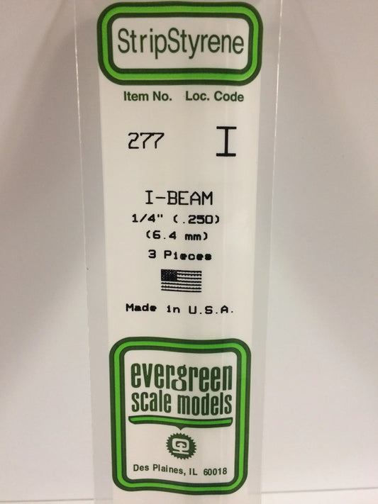 Evergreen White Polystyrene I-Beam 0.250" / 6.3mm x 35cm (3pce) 277