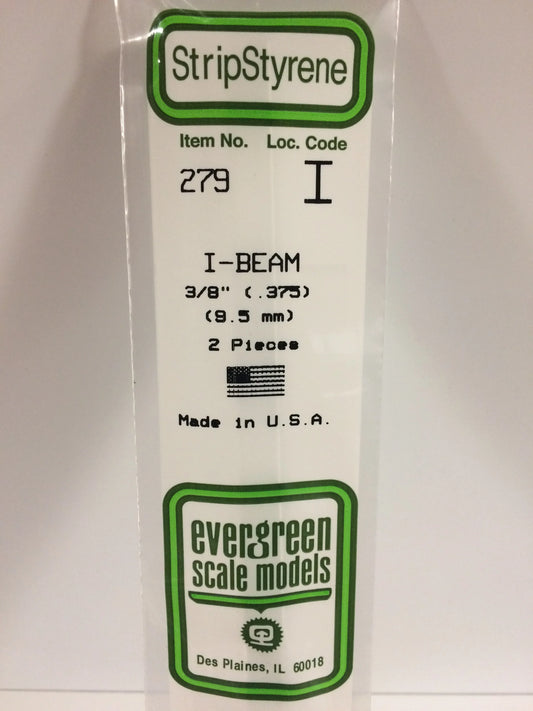 Evergreen White Polystyrene I-Beam 0.375" / 9.5mm x 35cm (2pce) 279
