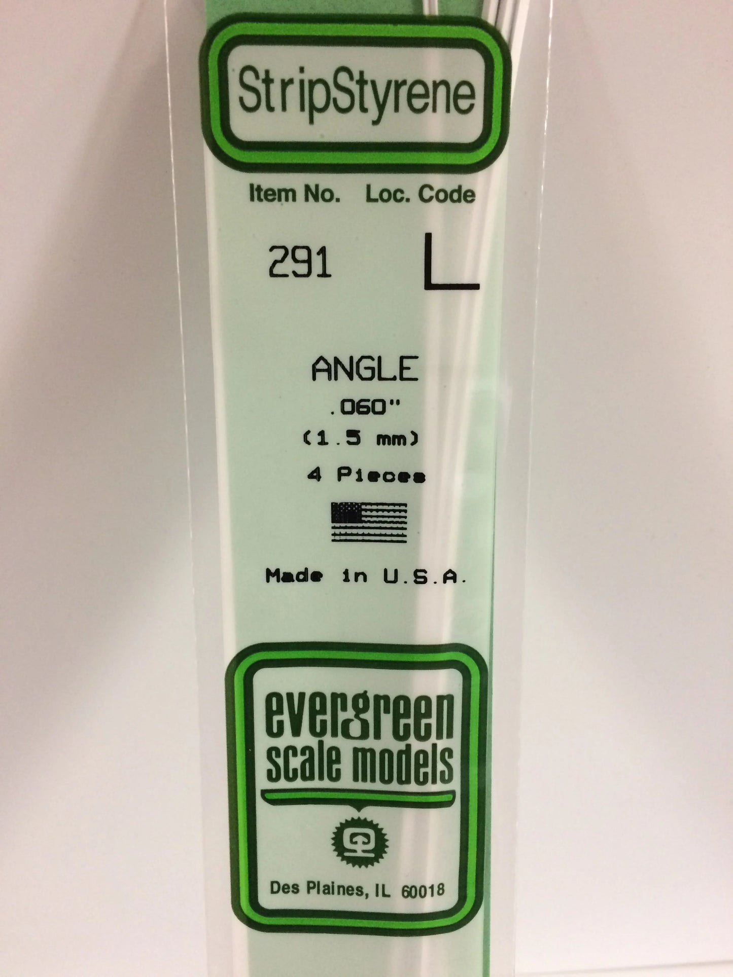 Evergreen White Polystyrene 90° Angle 0.060" / 1.5mm x 35cm (4pce) 291