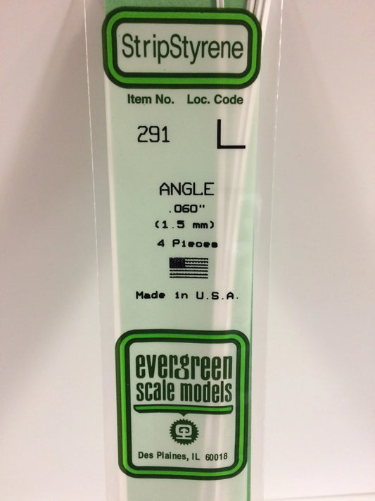 Evergreen White Polystyrene 90° Angle 0.060" / 1.5mm x 35cm (4pce) 291