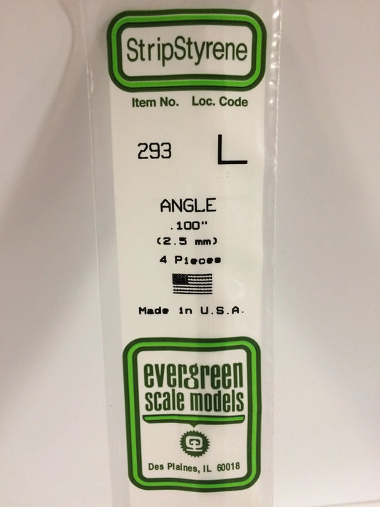 Evergreen White Polystyrene 90° Angle 0.100" / 2.5mm x 35cm (4pce) 293