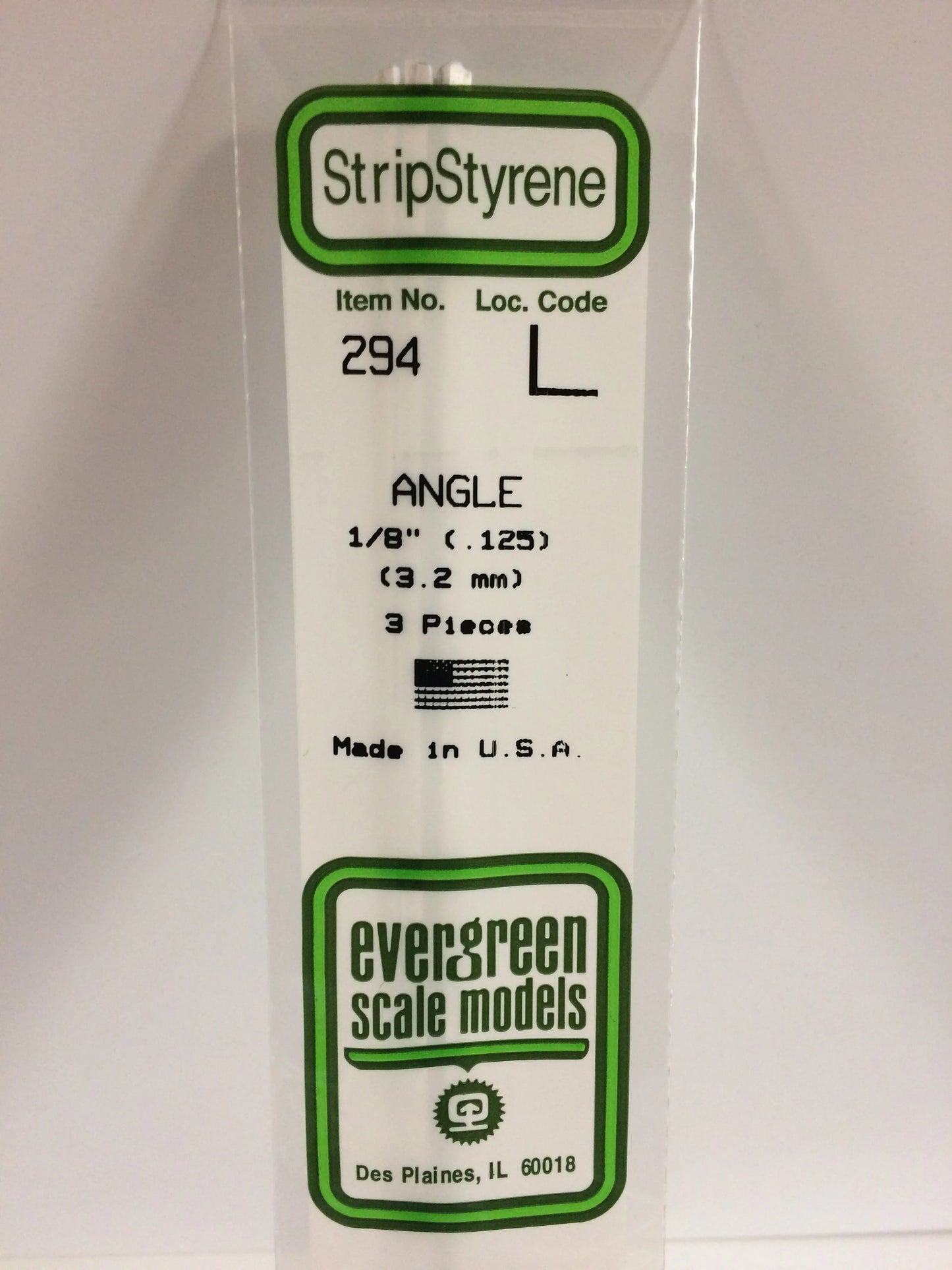 Evergreen White Polystyrene 90° Angle 0.125" / 3.2mm x 35cm (3pce) 294