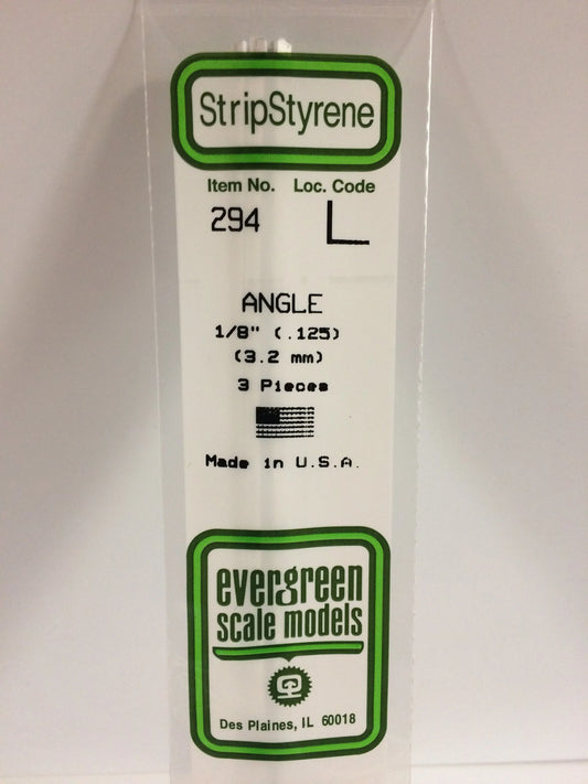 Evergreen White Polystyrene 90° Angle 0.125" / 3.2mm x 35cm (3pce) 294