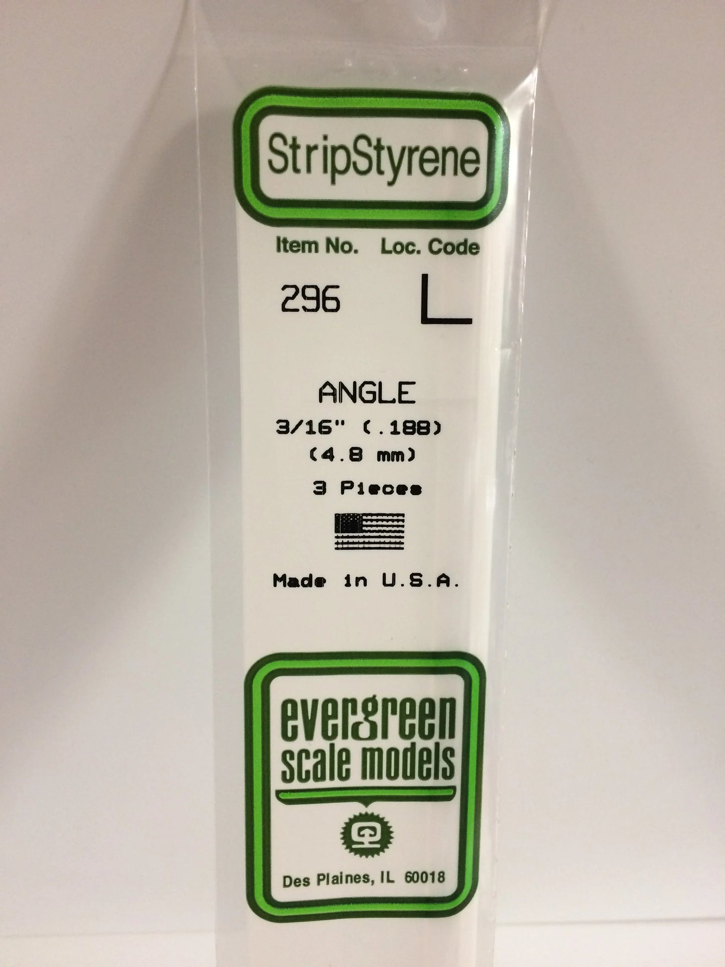 Evergreen White Polystyrene 90° Angle 0.188" / 4.8mm x 35cm (3pce) 296