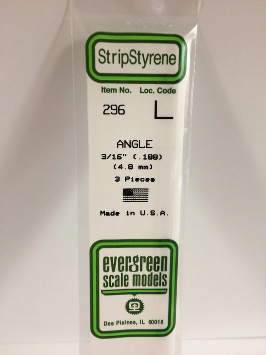 Evergreen White Polystyrene 90° Angle 0.188" / 4.8mm x 35cm (3pce) 296