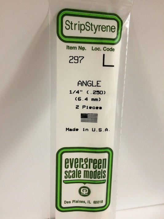 Evergreen White Polystyrene 90° Angle 0.250" / 6.3mm x 35cm (2pce) 297