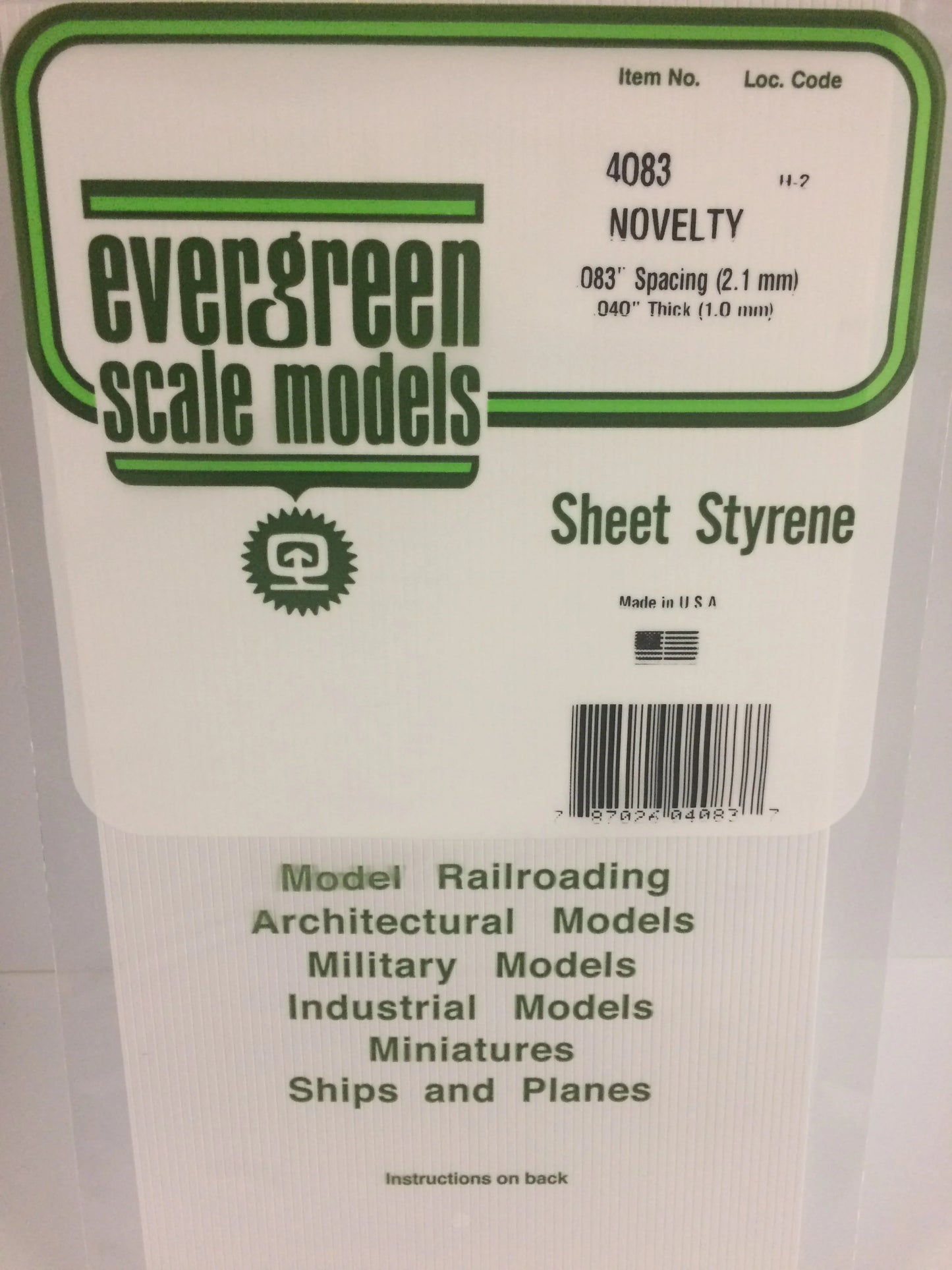 Evergreen White Polystyrene 0.083"(2.1mm) Novelty Siding 0.040" / 1.0mm x 35cm (1pce) 4083
