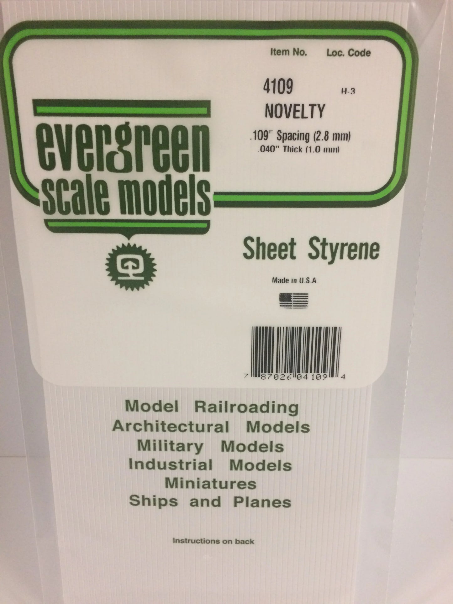 Evergreen White Polystyrene 0.109"(2.7mm) Novelty Siding 0.040" / 1.0mm x 35cm (1pce) 4109