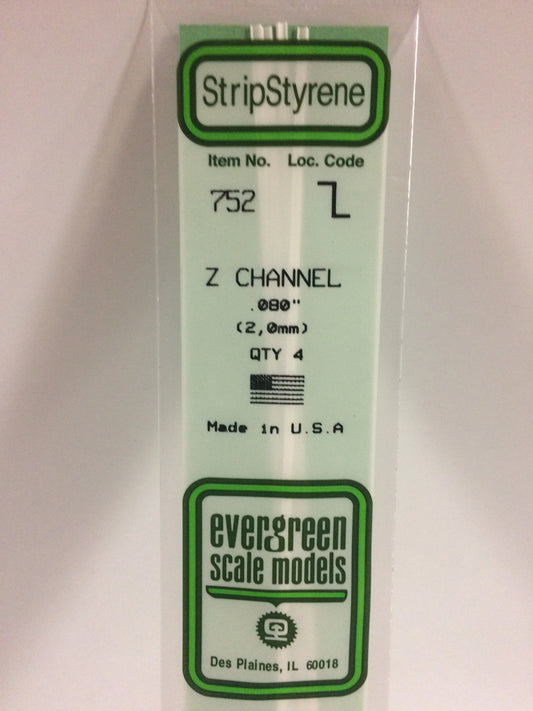 Evergreen White Polystyrene Z Channel 0.080" / 2.0mm x 35cm (4pce) 752