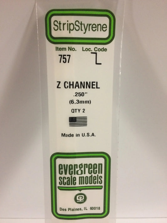 Evergreen White Polystyrene Z Channel 0.250" / 6.3mm x 35cm (2pce) 757
