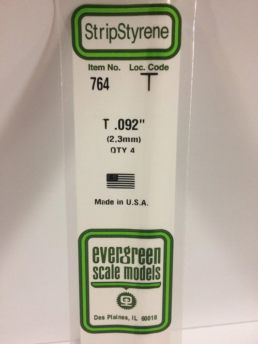 Evergreen White Polystyrene T Shape 0.092" / 2.3mm x 35cm (4pce) 764