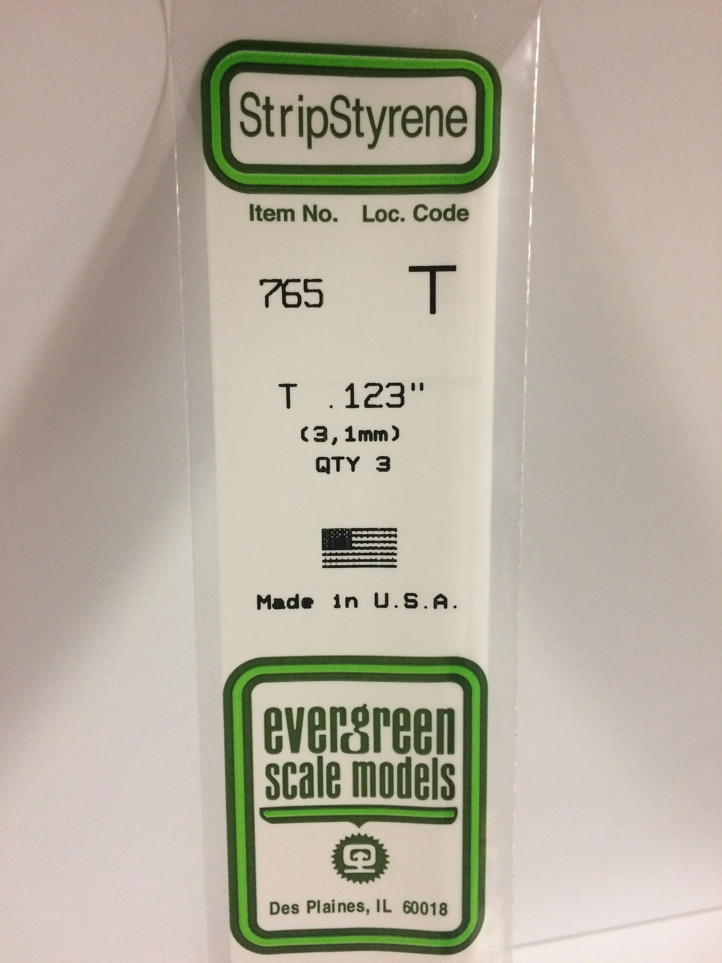 Evergreen White Polystyrene T Shape 0.123" / 3.1mm x 35cm (3pce) 765