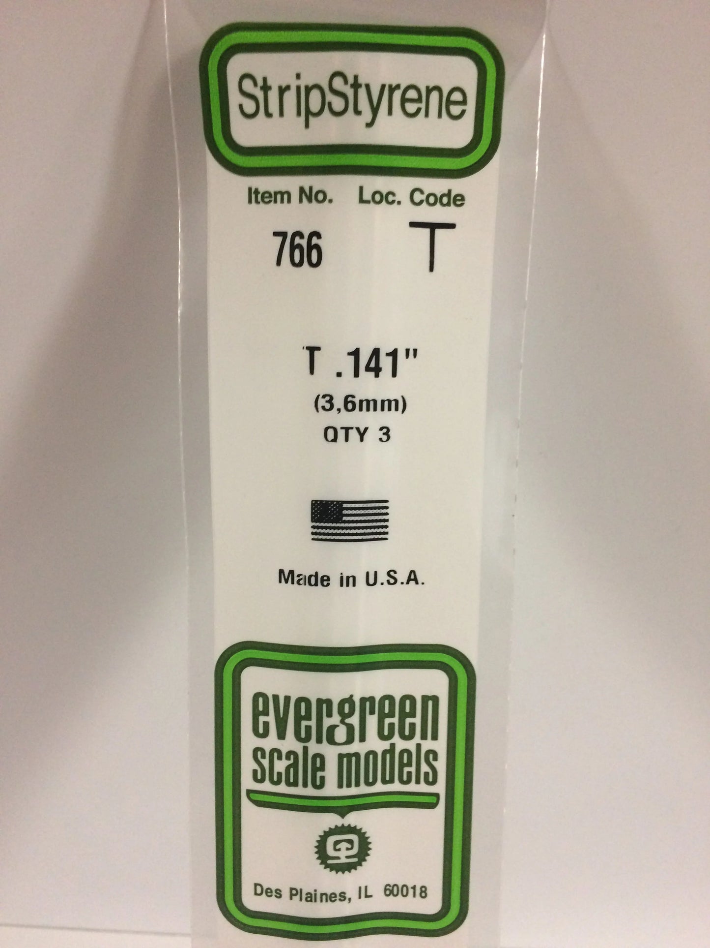 Evergreen White Polystyrene T Shape 0.141" / 3.6mm x 35cm (3pce) 766