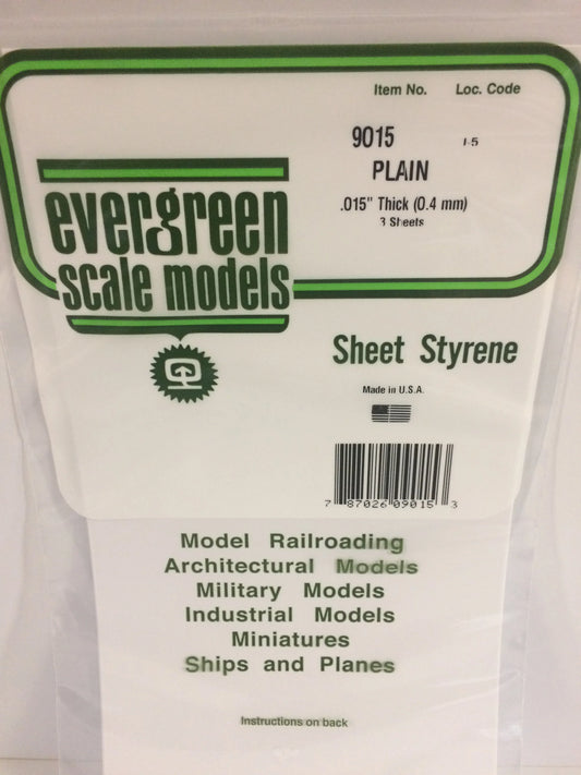 Evergreen White Polystyrene Sheet 0.005 x 6 x 12" / 0.13 x 150 x 300mm (3pce) 9009