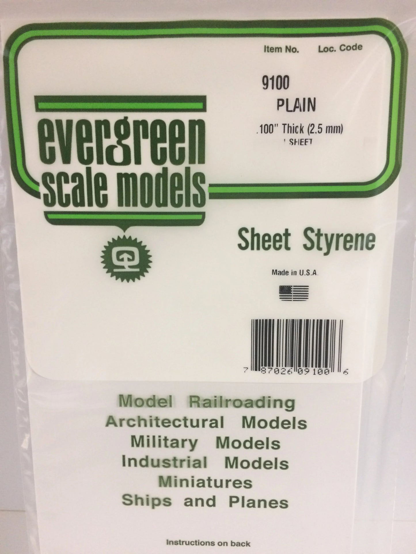 Evergreen White Polystyrene Sheet 0.100 x 6 x 12" / 2.5 x 150 x 300mm (pack of 1) 9100
